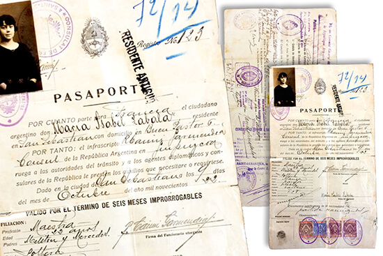 Pasaporte de Isabel durante su viaje a Europa en 1922.