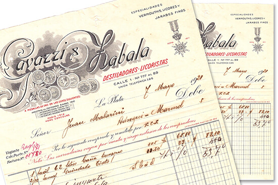 Factura Original del año 1921 por una venta de Caña de Durazno y Guindado.