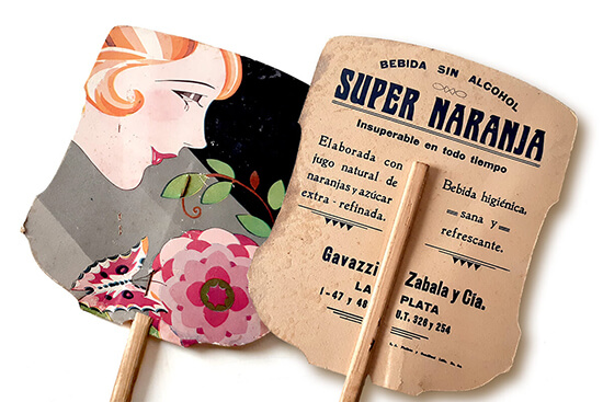 Merchandising: Abanico para promocionar la Super Naranja en la década del ´20.